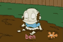 a cartoon character with the word ben in pink
