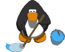 penguin mopping