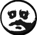 a black and white drawing of a smiley face with a mustache and a beard .