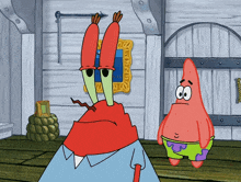 a crab and a starfish are standing next to each other