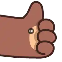 a cartoon thumbs up with a video button on it
