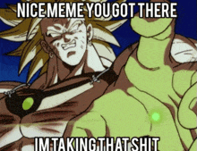 a picture of a cartoon character with a caption that says " nice meme you got there im taking that shit "