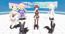 a group of anime characters standing in a room