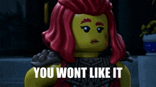 a lego figure with red hair and the words you wont like it