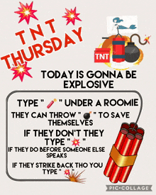 tnt thursday today is gonna be explosive type " under a roomie they can throw " to save themselves