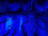 a cartoon girl with pink hair is falling into a blue pool