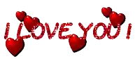 the word i love you with red hearts around it