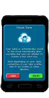 a phone screen displays a cloud save screen