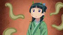 a cartoon of a girl with leaves on her head