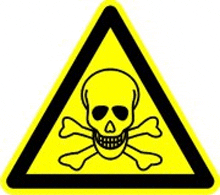 a yellow triangle sign with a skull and crossbones in it .
