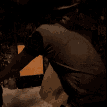 a blurred image of a person standing next to another person