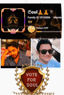 a badge that says vote for soul with a picture of a man