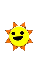 a cartoon sun with a smiling face on it 's face
