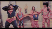 halloween costume superman dancing kids
