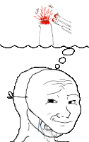 a drawing of a man 's face with a speech bubble above it