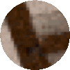 a pixelated image of a brown and white circle with a white border .