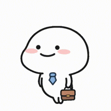 a cartoon character is holding a briefcase and a tie .