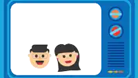 a cartoon drawing of a man and a woman with the letter h on the screen