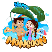 Happy Monsoon Chutki Sticker - Happy Monsoon Chutki Chhota Bheem Stickers