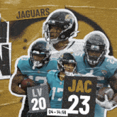 a collage of jaguars players holding signs