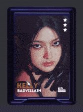 a picture of kelly badvillain in a purple frame