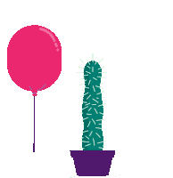 Balloon Cactus Sticker - Balloon Cactus Exploding Stickers