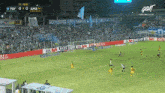 a soccer game is being played with the score 0-0