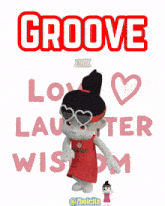 a cartoon girl wearing a red headband that says groove