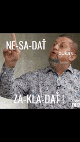 a man with a beard is pointing up and says ne-sa-dat bukas za-kla-dat