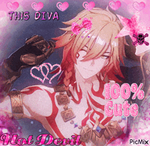 a picture of a hot devil with the words this diva 100 % cute on it