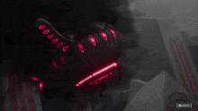 a video game character is flying through the air with a red light coming out of its mouth