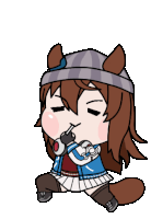 a cartoon drawing of a girl wearing headphones