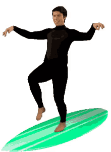 surfer balancing surfing