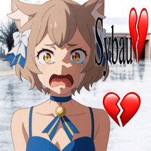 a picture of a girl with a broken heart and the word syoau on the bottom