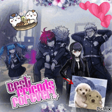 a picture of a group of anime characters with the words best friends forever