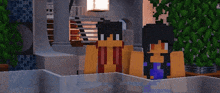 a boy and a girl are standing next to each other in a minecraft game