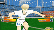 a soccer player with the number 12 on the back of his jersey