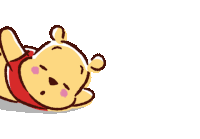 a cartoon drawing of winnie the pooh laying down next to piglet