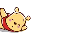 a cartoon drawing of winnie the pooh laying down next to piglet