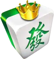 a white and green mahjong tile with a gold crown on top of it .