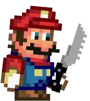 a pixel art of mario holding a sword
