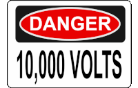 10000 Volts Danger Sign Sticker - 10000 Volts Danger Sign Warning Stickers