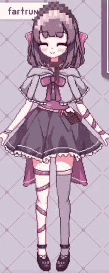 a pixel art drawing of a girl with the name fartrun on the bottom