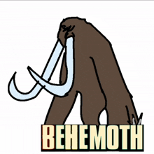 a drawing of a mammoth with the word behemmoth below it