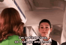 First Class Lisa Kudrow GIF - First Class Lisa Kudrow I Can Go Anywhere GIFs