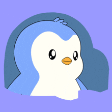 a blue and white penguin with an orange beak