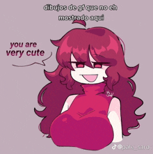 a drawing of a girl with the words you are very cute on it