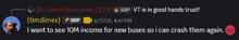 a screenshot of a conversation between timdimex and callum rokossovsky