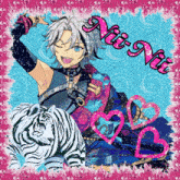 a picture of a boy with a tiger and the name nii nii
