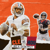 a poster for a football game between cleveland browns and hou